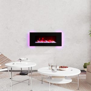 42 in. Wall Mounted Infrared Electric Fireplace in Black with Multi-Color Flame and CSA Certification