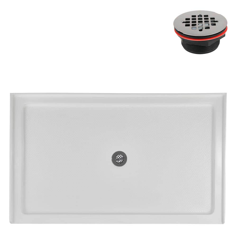 60'' x 36'' Glossy White Acrylic Shower Base with ABS Drain