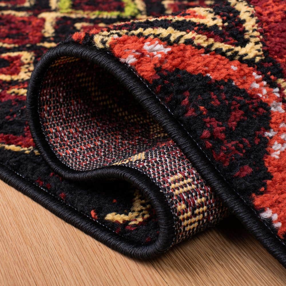 Amsterdam Black and Multicolor Geometric Area Rug 3' x 5'