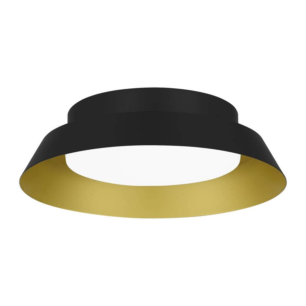 Home Decorators Collection Delaney 13 in. Matte Black with Brushed Gold LED  Flush Mount DSHD19548F1 - The Home Depot