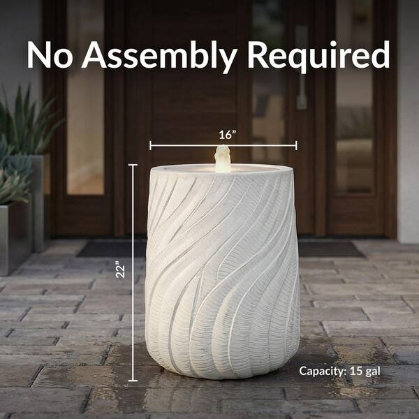 Sunnydaze Textured Spiral Outdoor Urn Bubble Fountain with LED