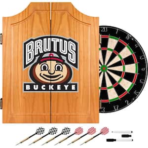 Ohio State University Brutus Buckeye Wood Finish Dart Cabinet Set