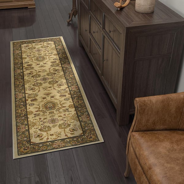 Sensation Border Ivory 2 ft. x 8 ft. Indoor Runner Rug