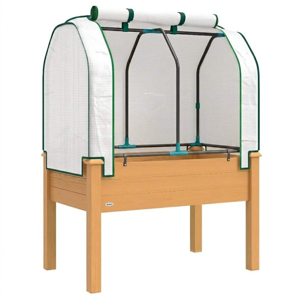 35 in. x 22 in. x 47 in. Raised Garden Bed with PE Greenhouse Cover, Outdoor Planter Box for Herbs & Vegetables, Sand price history on PriceWatchPro