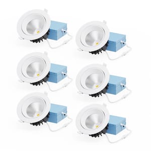 Gimbal 24 Deg Angle 4In 5CCT Selectable White New Construction 12 Watt 960LM Triac Dimmable LED Recessed Light (6 Pack)