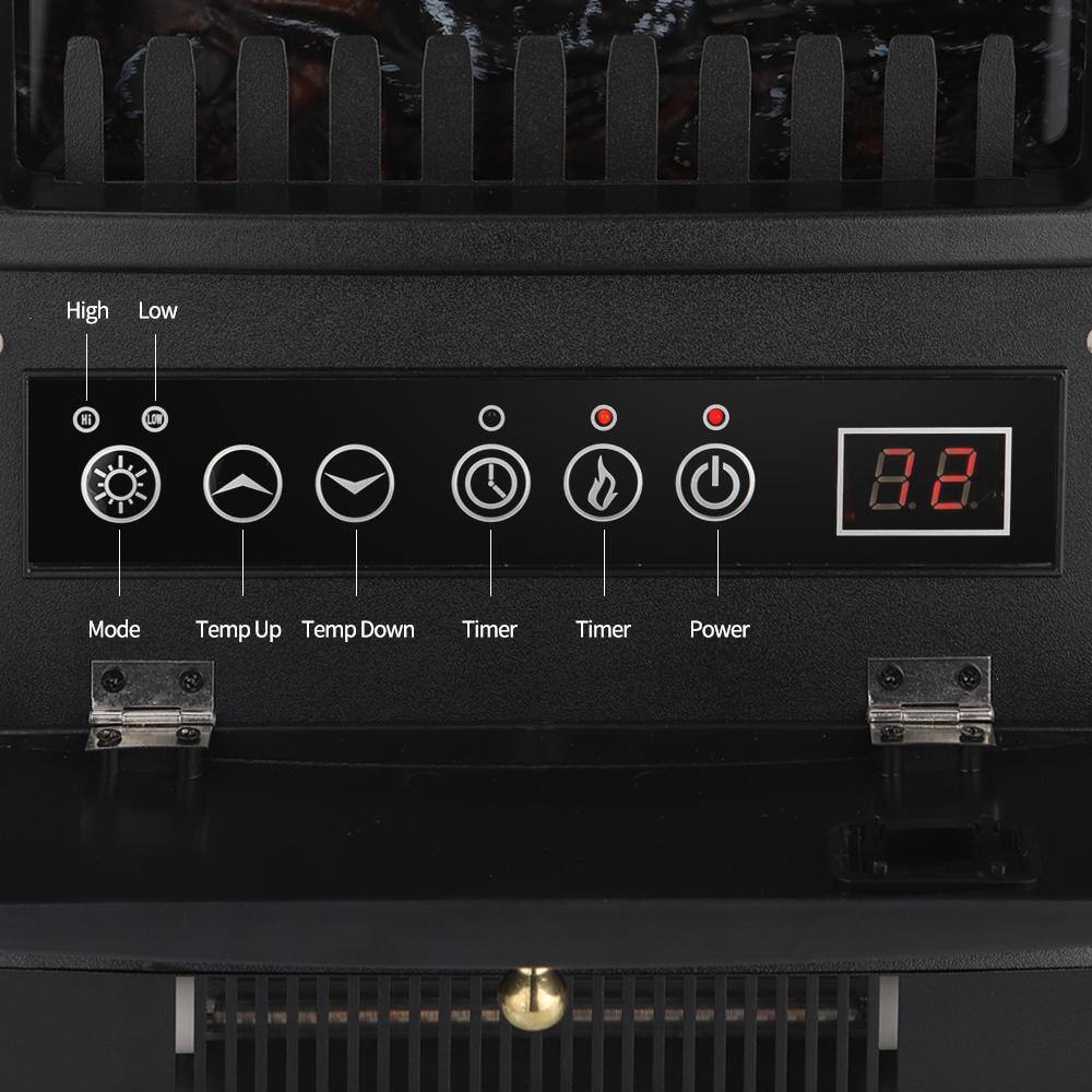 Compact Black Freestanding Infrared Electric Fireplace Stove
