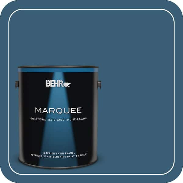 BEHR MARQUEE 1 gal. #S490-7 Superior Blue Satin Enamel Exterior Paint & Primer