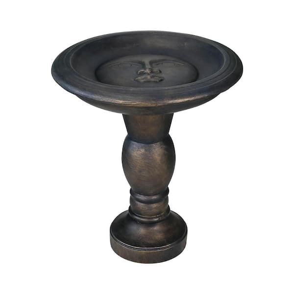 Watnature 22 in. Fibre Reinforced Concrete Pedestal Floor Fountain and Birdbath Outdoor Decor for Garden, Patio, Lawn, Backyard