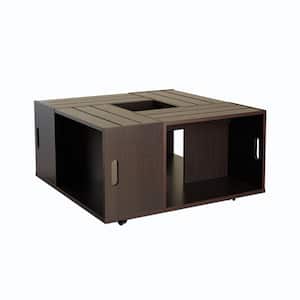 Alba 31.5 in. Espresso Square Wood Coffee Table with Casters