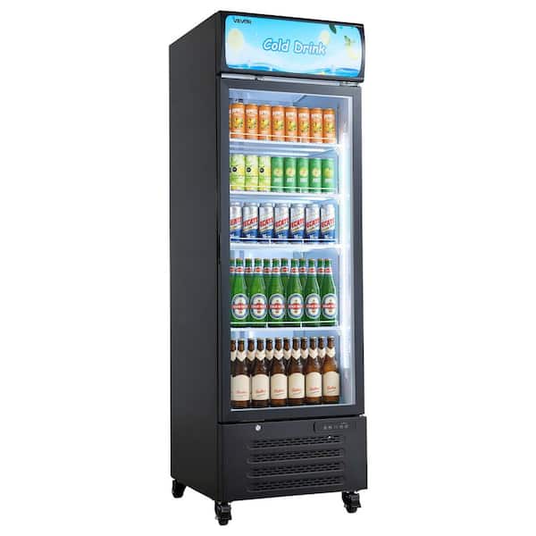 Commercial Merchandiser Refrigerator 15.9 cu.ft./450 L 26.6 in. W Upright Beverage Cooler 4-Shelves Dual Zone Black