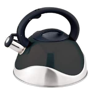 3 qt. 12-Cup Black Stainless Steel Whistling Tea Kettle