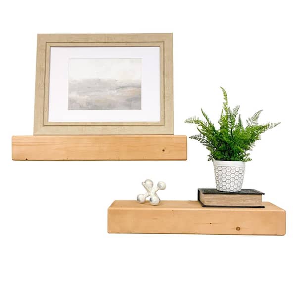 StyleWell Modern Wood Floating Wall Shelves (Set of 2) (26 in. W x
