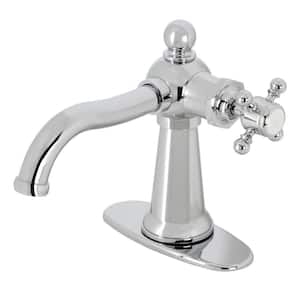 Nautical Single-Handle Single-Hole Bathroom Faucet with Push Pop-Up and Deck Plate in Polished Chrome