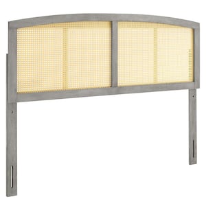 Halcyon Gray Full Size Headboard with Woven Cane Rattan