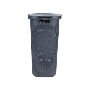 50-Liter Gray Plastic Laundry Basket with Cutout Handles