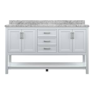 Harlock 49 in. W x 19 in. D x 35 in. H Single Sink Free Standing Bath Vanity in White with Black Cultured Marble Top