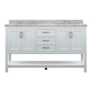 Harlock 49 in. W x 19 in. D x 35 in. H Single Sink Free Standing Bath Vanity in White with Black Cultured Marble Top