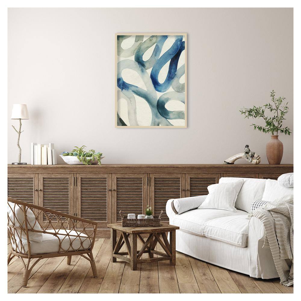 Water and Sand II Blue and Gray Abstract Framed Wall Art