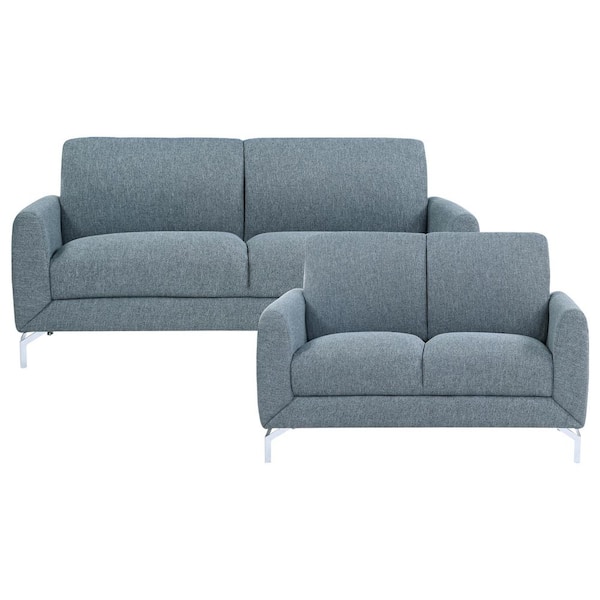 EVERGLADE HOME Nico 131 in. W Round Arm Polyester Rectangle Sofa in Blue with 5-Seats