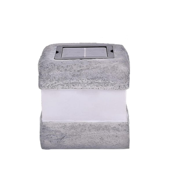 OGETFUUR 2-Pack Solar Powered Landscape Ground Fake Rocks Light Waterproof with Warm LED Lights for Patio and Yard, Grey