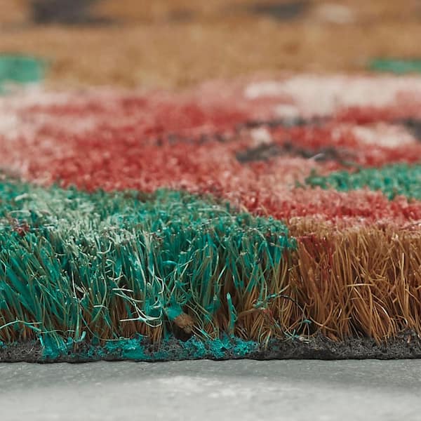 Traditional Floral Multi-Colored 18 in. x 30 in. Coir Indoor/Outdoor Door Mat