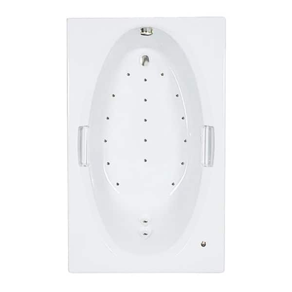 Comfortflo 60 in. x 42 in. Acrylic Rectangular Alcove Air Bathtub with Reversible Drain in Bone