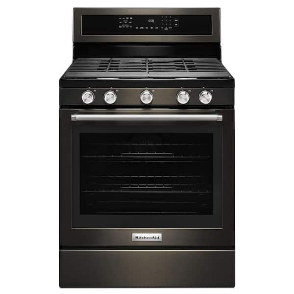 KitchenAid 5.8 cu. ft. Gas Range with Self-Cleaning Oven in Stainless Steel  KFGG500ESS - The Home Depot