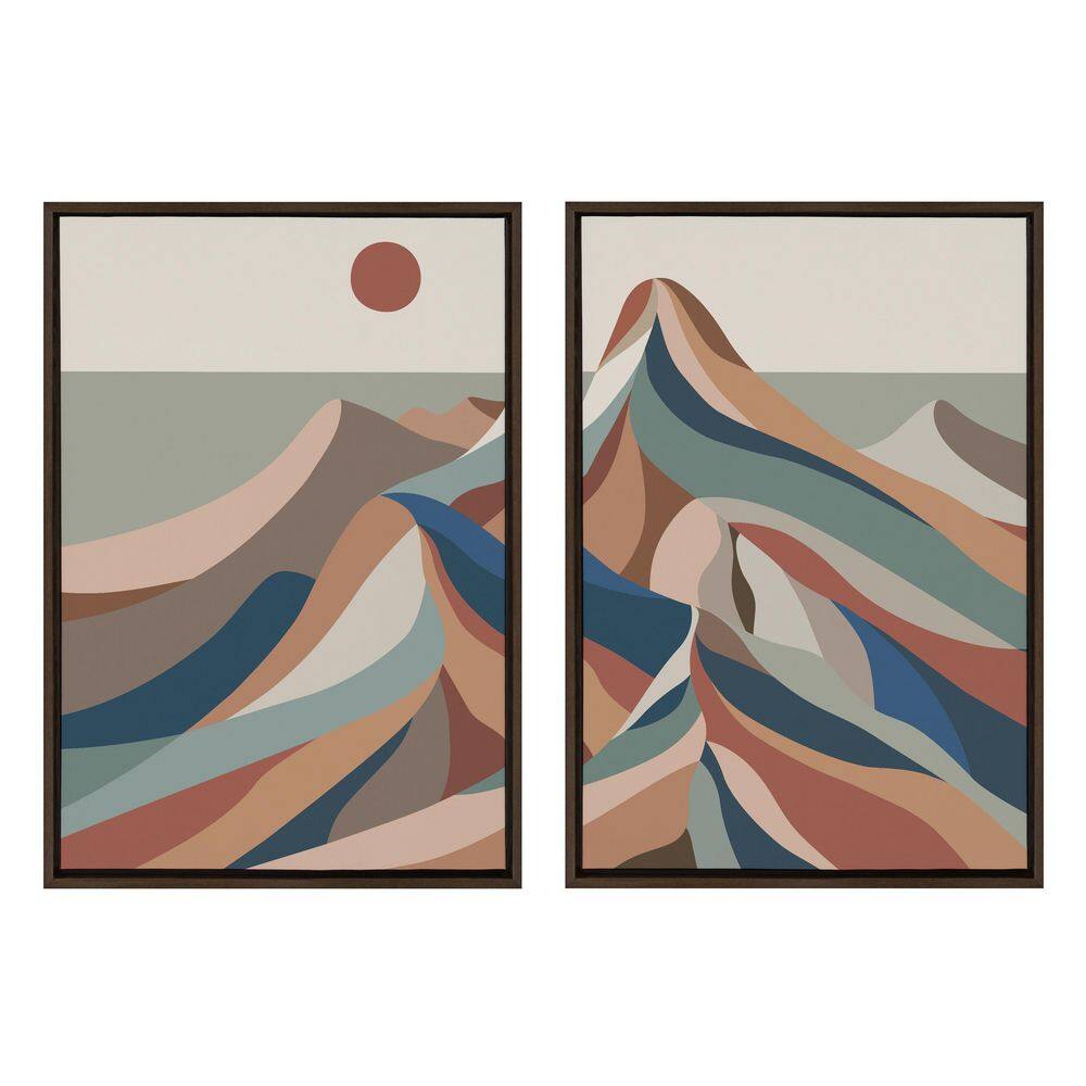 Kate and Laurel Mid Century Modern Mountains Blue by Rachel Lee Framed ...