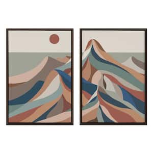Mid Century Modern Mountains Blue by Rachel Lee Framed Nature Canvas Wall Art Print 33.00 in. x 23.00 in. (Set of 2)