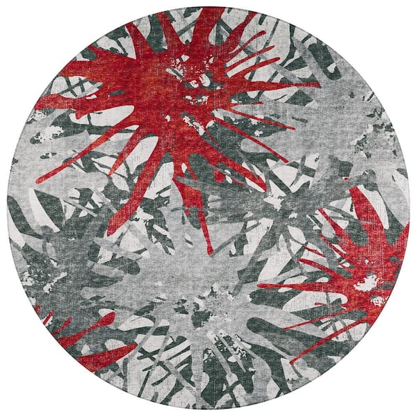 Addison Rugs Bravado Red 8 ft. x 8 ft. Geometric Indoor/Outdoor Washable Area Rug