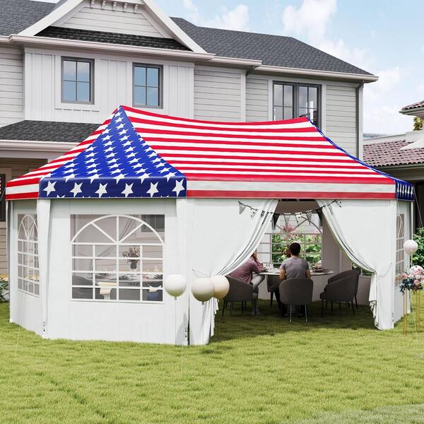 Outsunny 22.3 ft. x 16.4 ft. American Flag Party Tent, Wedding