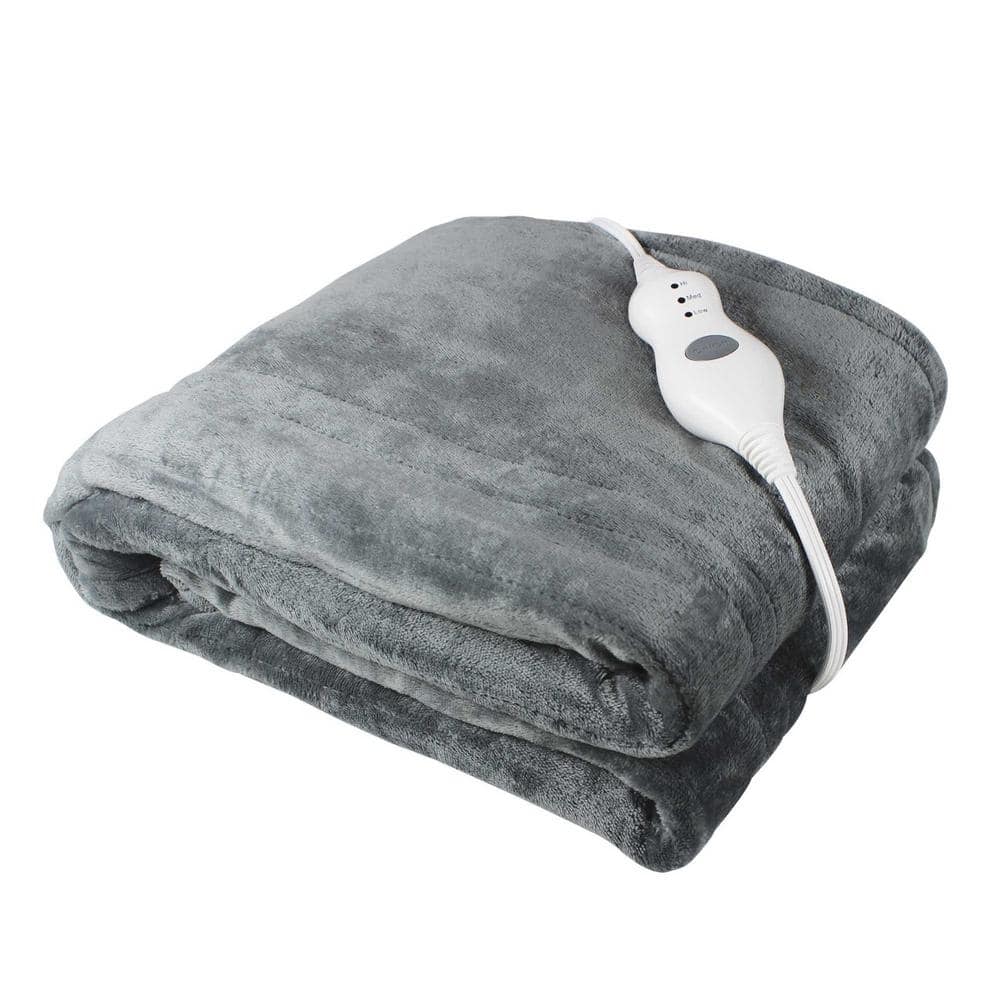Cozy Heated Plush Throw by Sharper Image- Super Soft Plush Electric Throw  Blanket with One Touch