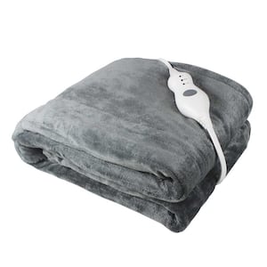 50 in. x 60 in. Grey Heated Throw Blanket
