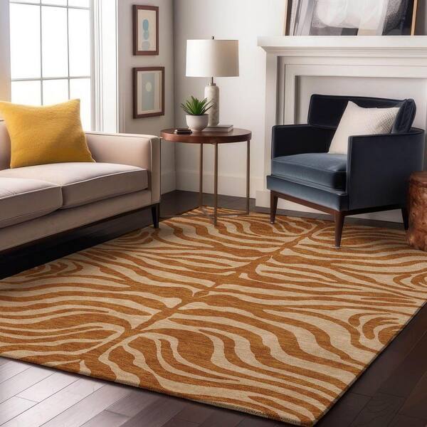 Mayfield Premium Machine Washable Abstract AMF1042 Paprika 8 ft. x 10 ft. Area Rug