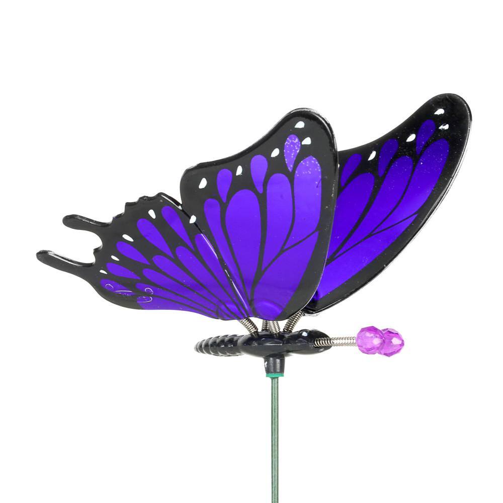 Exhart WindyWing Butterfly 1.31 ft. Purple Plastic Plant Stake 50149 ...