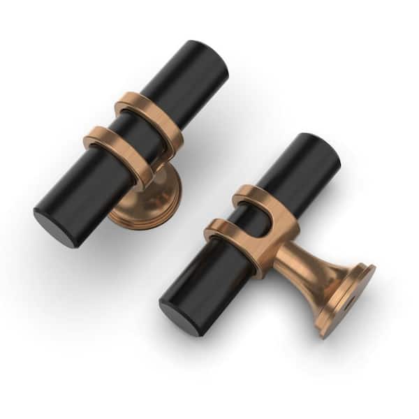 10-Pack Champagne Bronze and Matte Black Kitchen Cabinet Knobs Cabinet Hardware Zinc Knobs for Dresser Drawers