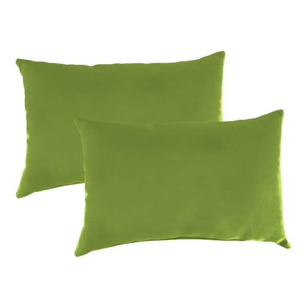 Jordan Manufacturing 16 in. L x 12 in. W x 6 in. T Rectangular Outdoor Lumbar Throw Pillow in Apple Green (2-Pack)