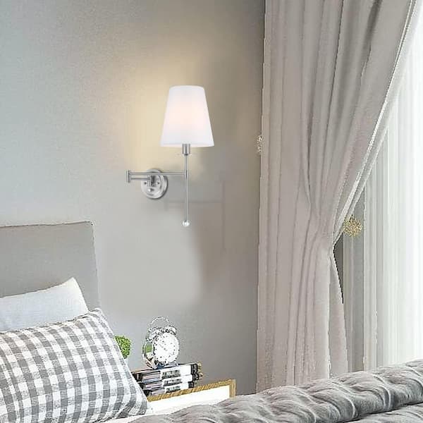 Hukoro Luna 1-Light Brushed Nickel Plug-In Swing Arm Wall Lamp
