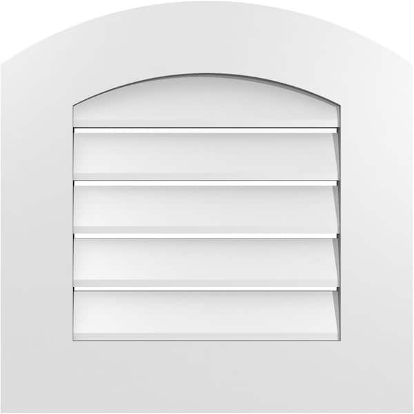 Ekena Millwork 18 in. x 42 in. Arch Top Surface Mount PVC Gable Vent: Decorative with Standard Frame