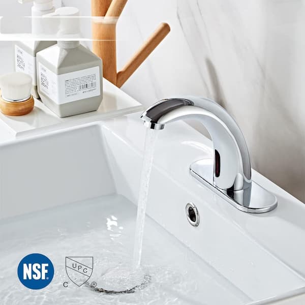 1-Piece Touchless Bathroom Sink Faucet in Chrome, Automatic Motion Sensor Restroom Toilet Faucet