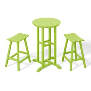 Laguna 3-Piece HDPE Weather Resistant Counter Height Outdoor Patio Bistro Set, Lime