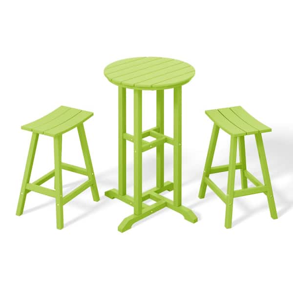 WESTIN OUTDOOR Laguna 3-Piece HDPE Weather Resistant Counter Height Outdoor Patio Bistro Set, Lime