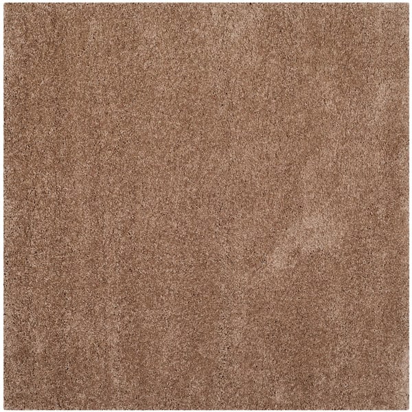 Milan Shag Dark Beige 3 ft. x 3 ft. Solid Flokati Square Area Rug