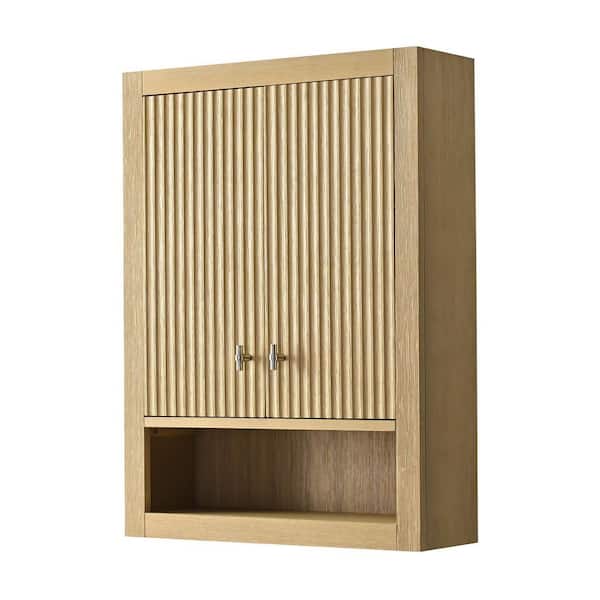24 in. W x 8 in. D x 33 in. H Bathroom Storage Wall Cabinet in Linear Natural Oak/BN