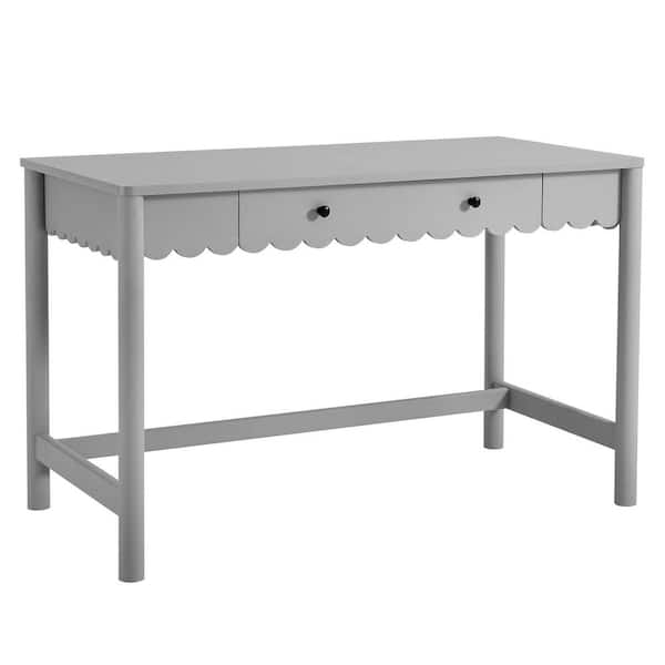 Modway Emmeline 47 in. Light Gray Scallop Desk with Full-Glide Drawer