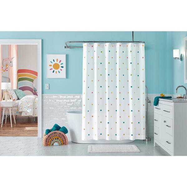 Stylewell Kids Multi Color Printed, Cascade Shower Curtain Teal