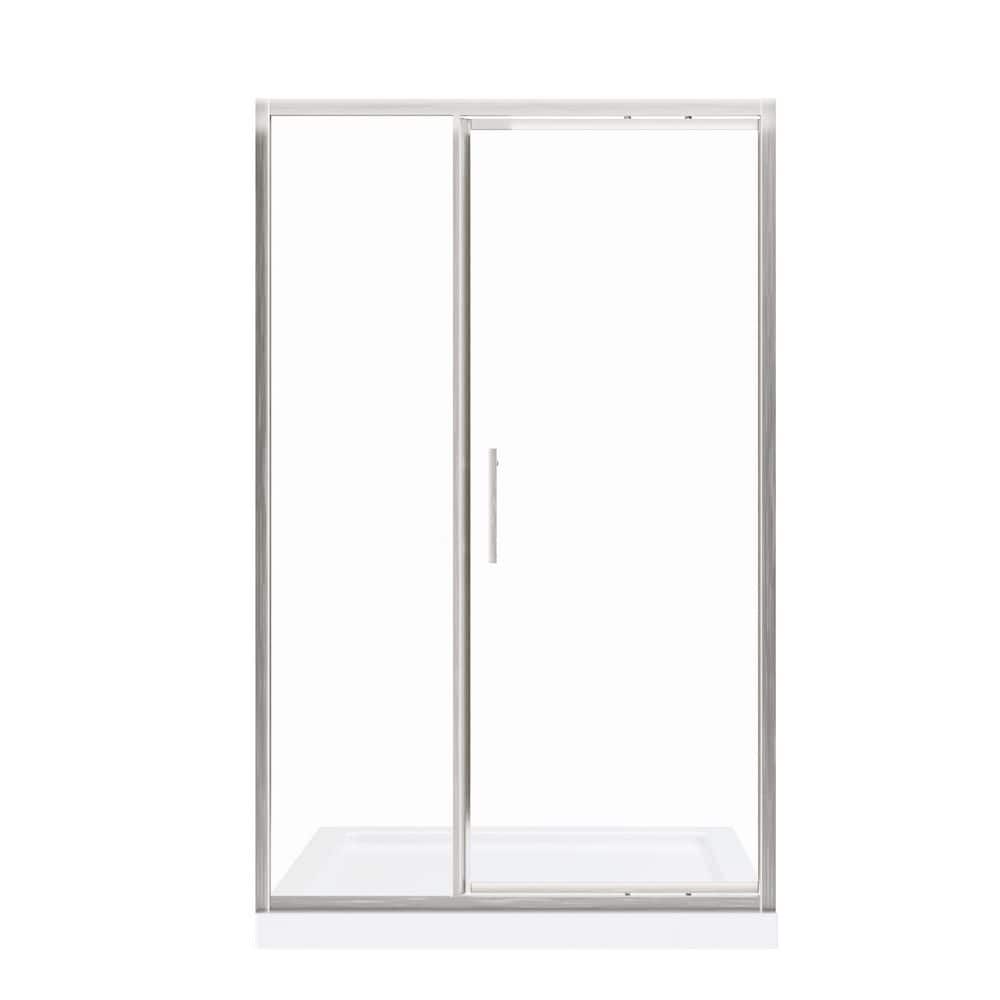 42-44 in. W x 76 in. H Pivot Frame Shower Door in Brushed Nickel Finish with Clear Glass price history on PriceWatchPro