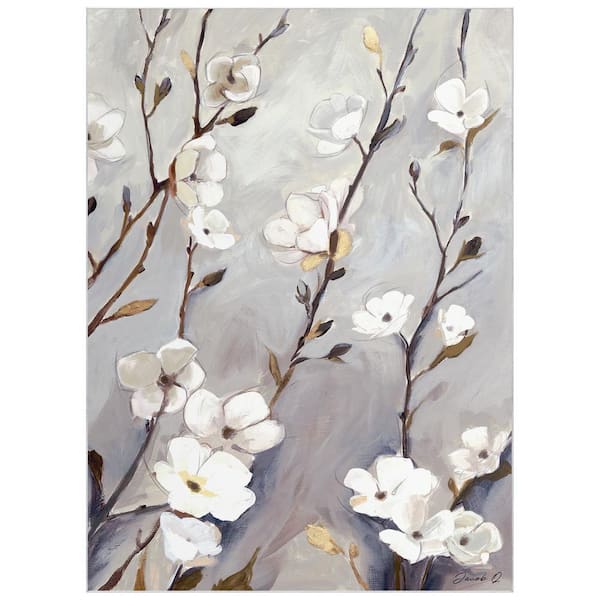 White 8 ft. x 10 ft. Blossoming Up II Washable Flowers Art Powerloomed Heavenly Softness NonSlipping Backing Area Rug
