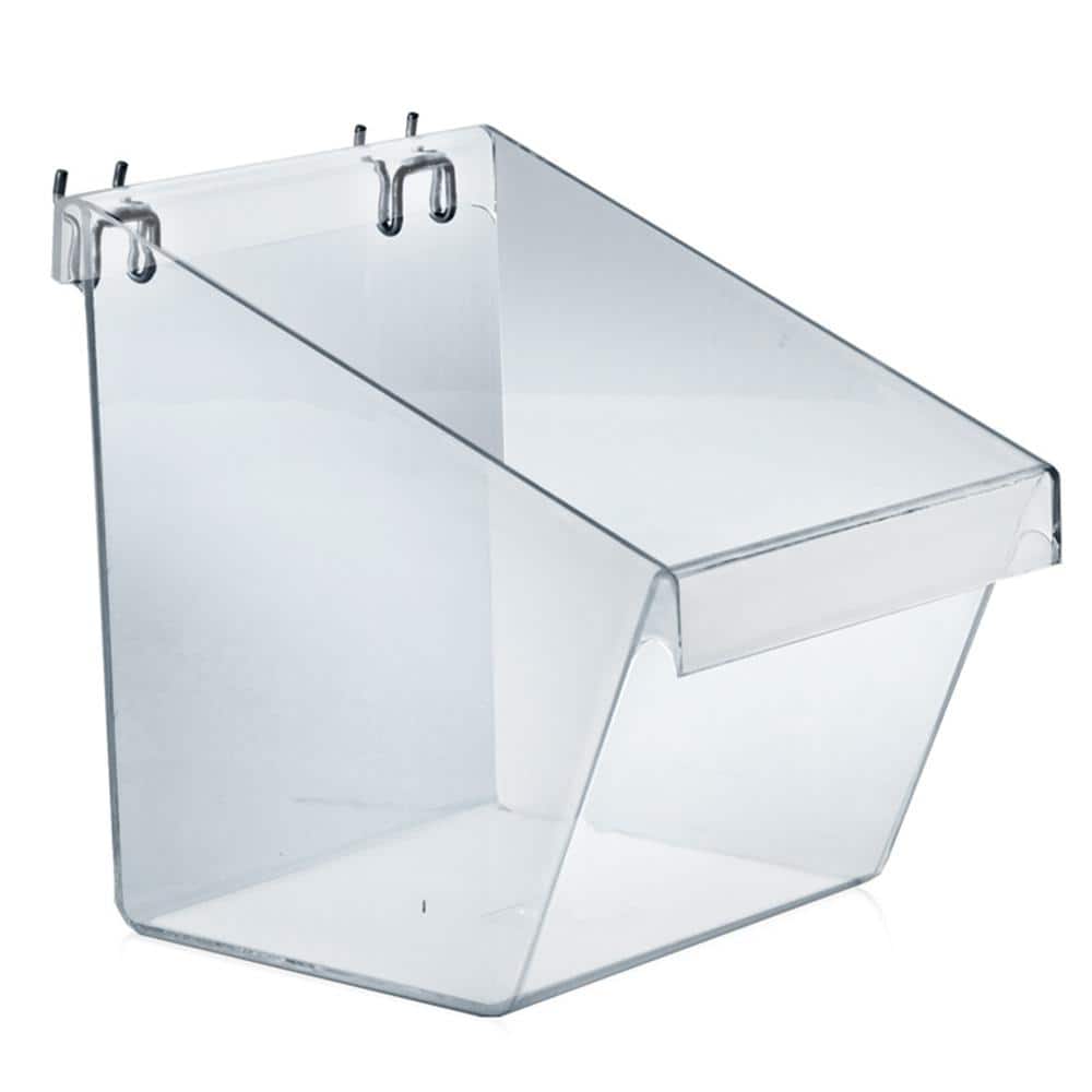 Clear Acrylic Medium Storage Bin with Metal Hooks