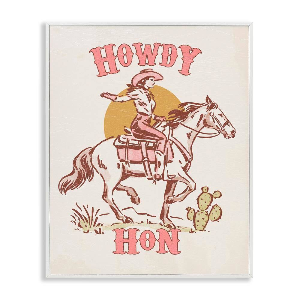 Howdy Hon Cowgirl by Victoria Barnes White Framed Typography Giclee Art Print 30 in. x 24 in. price history on PriceWatchPro